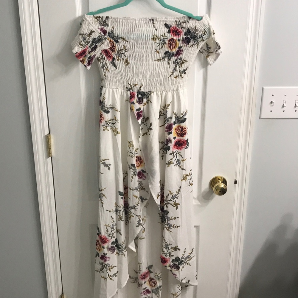 Off the shoulder, shorter in the front maxi